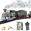 电动玩具冒烟遥控轨道仿真火车，模型可充电蒸汽火车儿童玩具套装