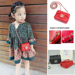 女童迷你链条小包儿童包包，韩版公主斜挎包，菱格装饰宝宝单肩零钱包