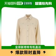 自营|a.p.c.女士高领衬衫，翻领系扣米白色，长袖带兜气质舒适