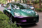 钻石绿变紫色车身改色膜全车贴膜亮面低粘菱形导气槽整车改装