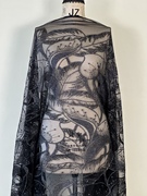 黑色系亮片银线立体刺绣网纱蕾丝面料布料礼服连衣裙料宽1.25米