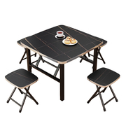 折叠桌家小方桌子可折木叠纹，不锈钢边小用型折叠桌租餐桌房吃饭桌