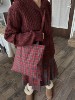 mumu‘shouse苏格兰的冬日复古格纹红色斜挎单肩帆布包少女背包