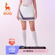 SVG高尔夫24春夏女装撞色拼接短裙不规则百褶裙运动半身裙女
