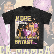 科比Kobe Bryant美式t恤夏季重磅纯棉水洗做旧复古篮球印花短袖男