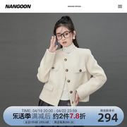 nangoon斜纹毛呢小香外套，设计感上衣女原创春季时尚
