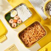 黄色麦萌鸭不锈钢饭盒，可爱卡通上班族便当盒，学生便携保温午餐盒