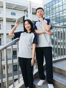 夏装情侣装班服运动会校服套装高中初中学生短袖学院风三件套