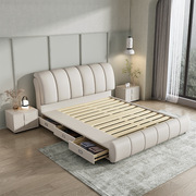 真皮床现代简约双人床1.8m奶油，风1.5米科技，布床轻奢现代皮床婚床