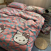 儿童床单学生宿舍j单人，寝室纯棉被套，kitty猫床上三件套老粗布睡单