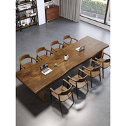 办公室会议桌长桌简约现代长条，实木大板桌子，简易职员洽谈桌椅组合
