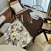 法式宝格丽大理石餐桌卡拉卡塔轻奢现代简约复古椭圆餐椅高级感桌