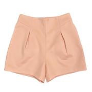 C7054夏季韩版女装高腰纯色短裤侧边袋后拉链包臀显瘦阔腿裤