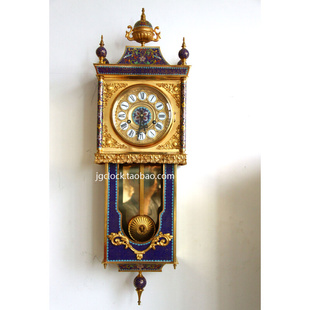 仿古座钟欧式机械座钟，景泰蓝摆设饰品软装工艺，镀金珐琅壁挂钟