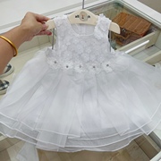 韩国专g22年夏女宝宝儿童洋气小礼服无袖，公主裙白色蓬蓬裙
