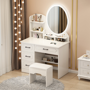 欧式梳妆台女孩卧室现代简约ins风小户型，高级感化妆桌收纳柜一体