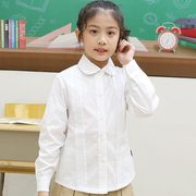 女童白色衬衫小学生校服儿童，衬衣蕾丝棉长袖，春秋打底表演服