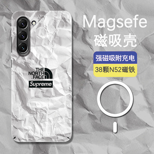 Magsafe磁吸适用三星S24+手机壳note20ultra潮牌北面文艺情侣硬壳S23超薄S22+个性创意note10全包S21夜光