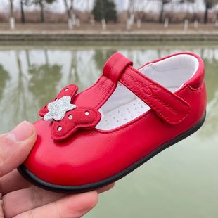 斯乃纳童鞋2021春新女童学步鞋儿童宝宝魔术贴公主皮鞋SP1120212R