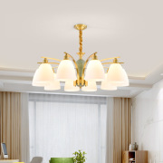 美式全铜客厅吊灯简约现代创意大气网红家用灯饰北欧餐厅卧室灯具