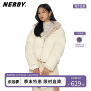 nerdy2023年韩国明星同款时髦ins女翻领羽绒服，时尚短款面包外套