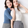 毛衣20春夏季女装半高领，套头短袖修身韩版半袖，针织打底衫薄款