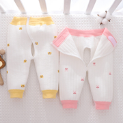 0-3个月婴儿无骨三层空气夹棉内衣，6男女宝宝，开裆裤9秋冬厚保暖裤