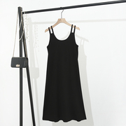 黑色针织无袖背心内搭吊带连衣裙夏季设计感小众法式气质大码长裙