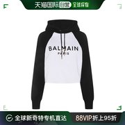 香港直邮潮奢 Balmain 巴尔曼 女士 白色黑色棉质卫衣 CF1JP034BB