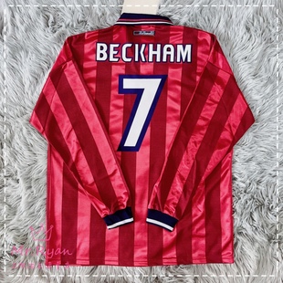 1998 世界杯 98-00 英格兰 客场长袖球衣 7号 贝克汉姆 带牌