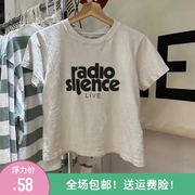 Brandy Girl美式复古radio字母印花短袖bm高腰纯棉百搭T恤上衣女