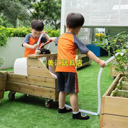 幼儿园儿童户外洒水车庭院趣味玩水车推车木制玩具车浇花车水泵车