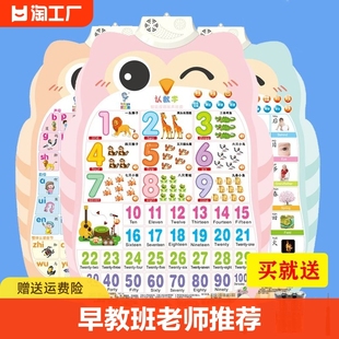 数字挂图早教有声认知宝宝，识字学习拼音字母表汉字，墙贴幼儿童玩具