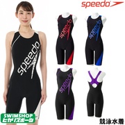 日本Speedo速比涛游泳衣女士连体五分裤泳装竞技比赛训练服带胸垫