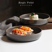魔点创意深灰套装碗盘子，餐厅家用个性韩欧式(韩欧式)简约9寸陶瓷盘