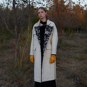 设计师品牌 秋冬 白色撞色廓形羊毛大衣