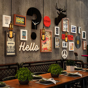 复古怀旧装饰照片墙，烧烤饭店创意个性，挂件咖啡餐厅酒吧墙面装饰品