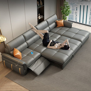 意式2023真皮多功能沙发床，组合电动大小户型，客厅现代简约豪华