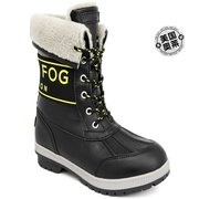 london fogMely 女式仿皮徽标冬季靴和雪地靴 - 黑色/灰色组合