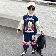 奥特曼衣服男童秋款套装2023儿童秋季卫衣套装，可发光图案正版