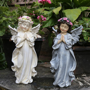 庭院装饰户外花园美式乡村小院子，装饰园艺摆件树脂小天使摆件