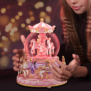 旋转木马音乐盒水晶球，八音盒生日礼物送小女孩，女生儿童摆件