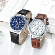 热款时装手表男 表石英表 时尚蓝光玻璃皮带男士手表