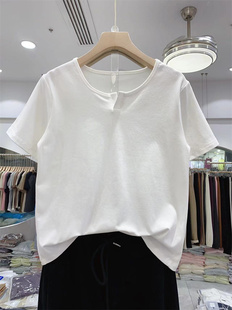 纯色圆领短袖T恤女夏季修身显瘦简约百搭休闲上衣0.15