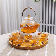日式花草茶具套装带过滤养生花，茶壶蜡烛加热煮茶炉餐厅水果泡茶壶