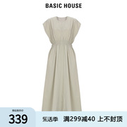 Basic House/百家好春季女圆领开叉气质波点连衣裙B0603B54522