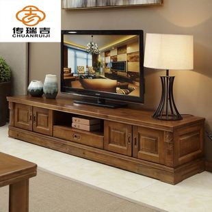 香樟木新中式电视柜明清实木电视，机柜客厅组合固定款2米雕花地柜