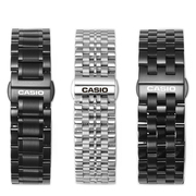 适用卡西欧手表带钢带男女款不锈钢蝴蝶扣精钢表链BEM501 506