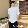韩国版男装东大门21夏网红黑白色个性条纹提花薄款半高领短袖T恤