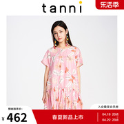 tanni女装夏季圆领可爱A版小清新短袖连衣裙商场同款TJ11DR106A